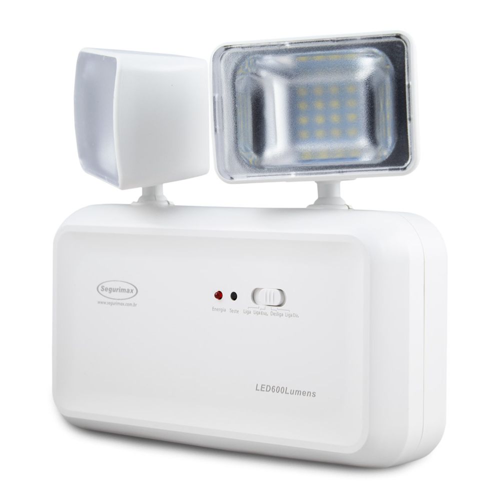 Luminária Emergência Bivolt 2 Faróis 32 Leds 4w 600lm C/Bateria Selada