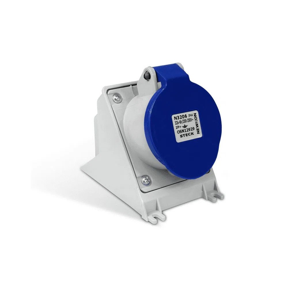Tomada Industrial Sobrepor 32A 2P+T 220/250V IP44 6H Azul Cód