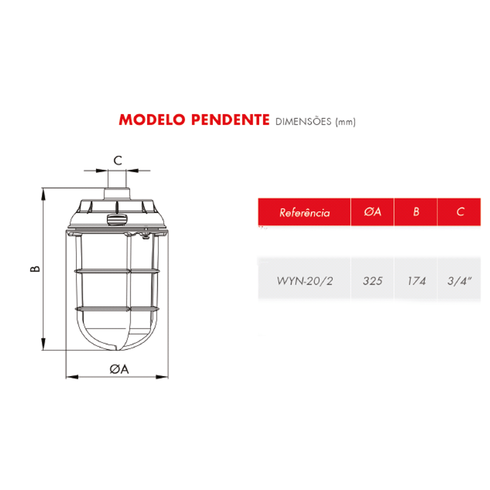 LUMINARIA BLINDADA WETZEL RETA 200W S/CAIXA E27 WYN 20/2 03110340