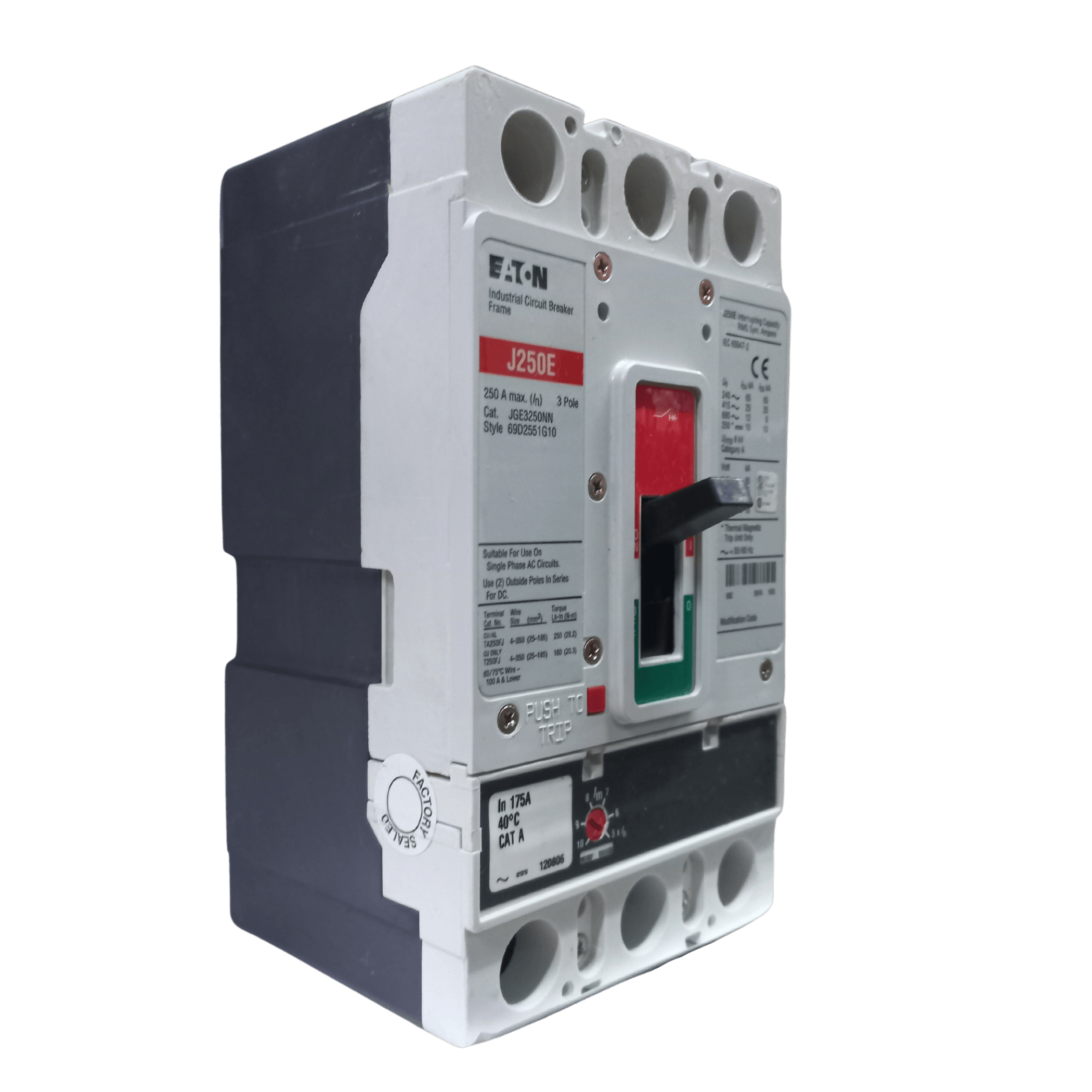 Disjuntor Caixa Moldada Tripolar 175A 25kA 415Vca Cód. JGE3175FAG