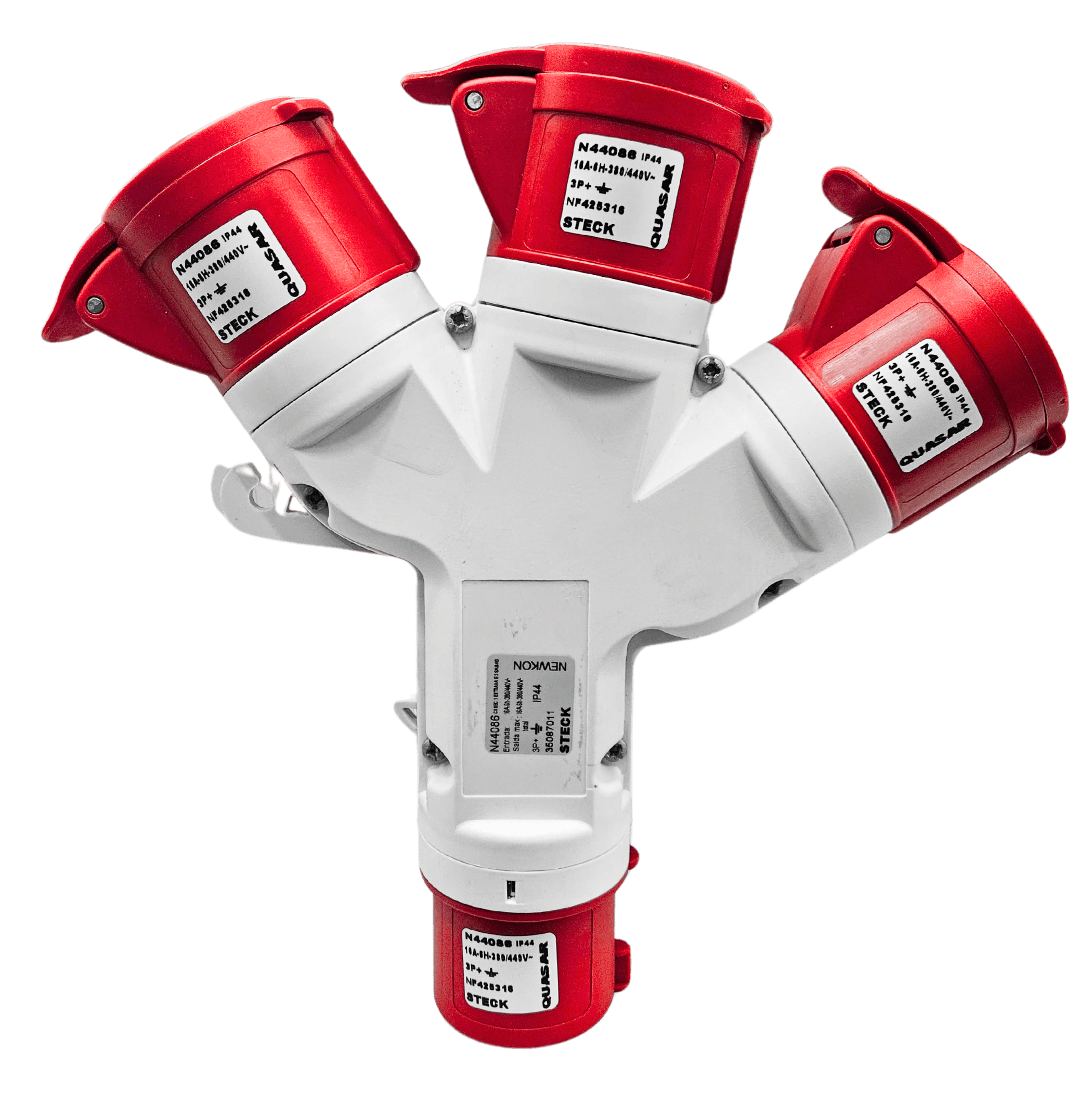 Tomada Industrial Múltipla 16A 3P+T 380/440V IP44 6H Vermelho 1