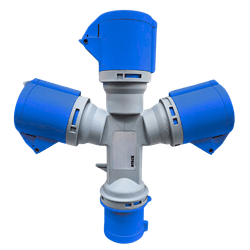 Tomada Industrial Múltipla 32A 2P+T 200/250V 1 Entrada 3 Saídas