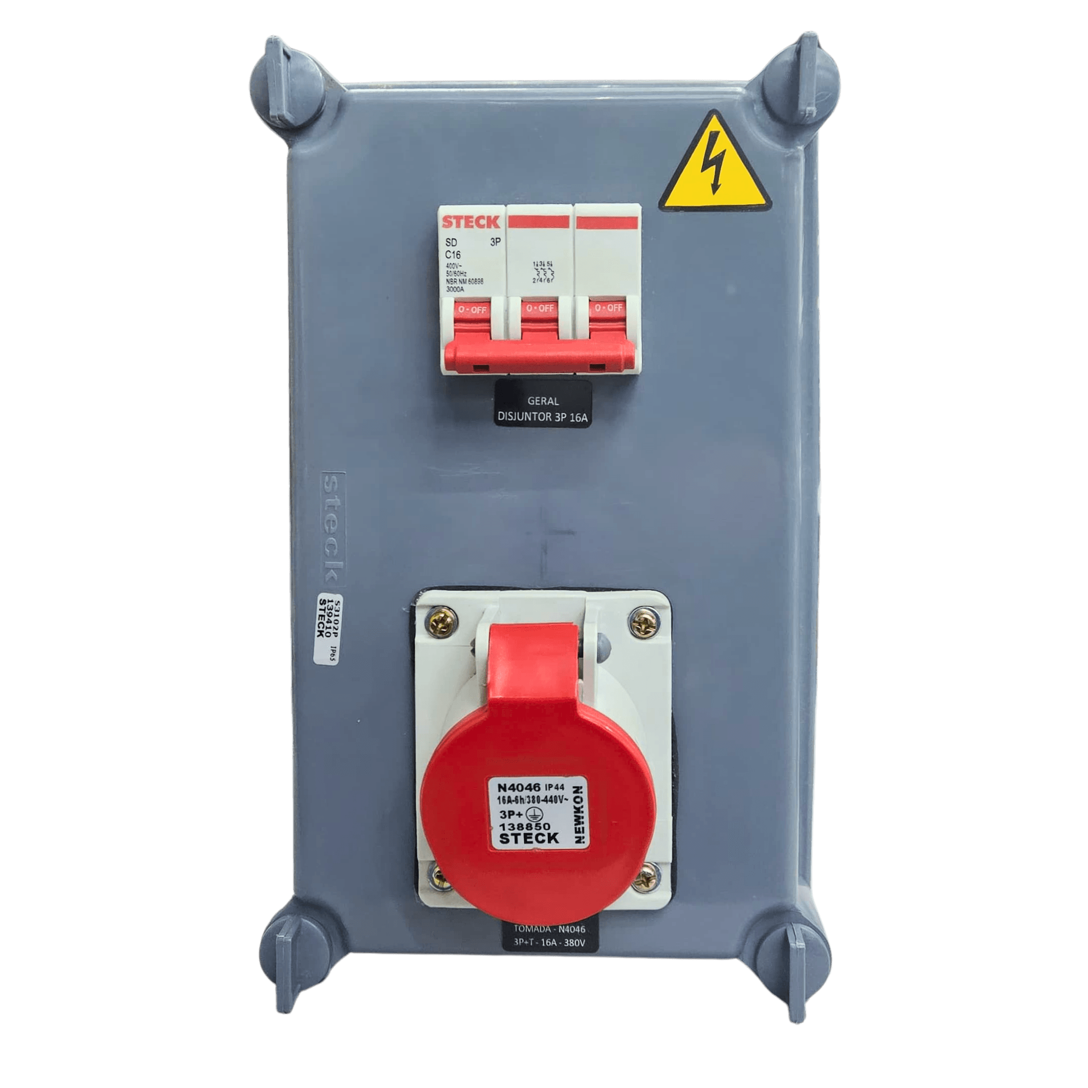 Quadro De Sobrepor C/ 1 Tom. 16A 3P+T 380/440V N4046 + Disj. Trip