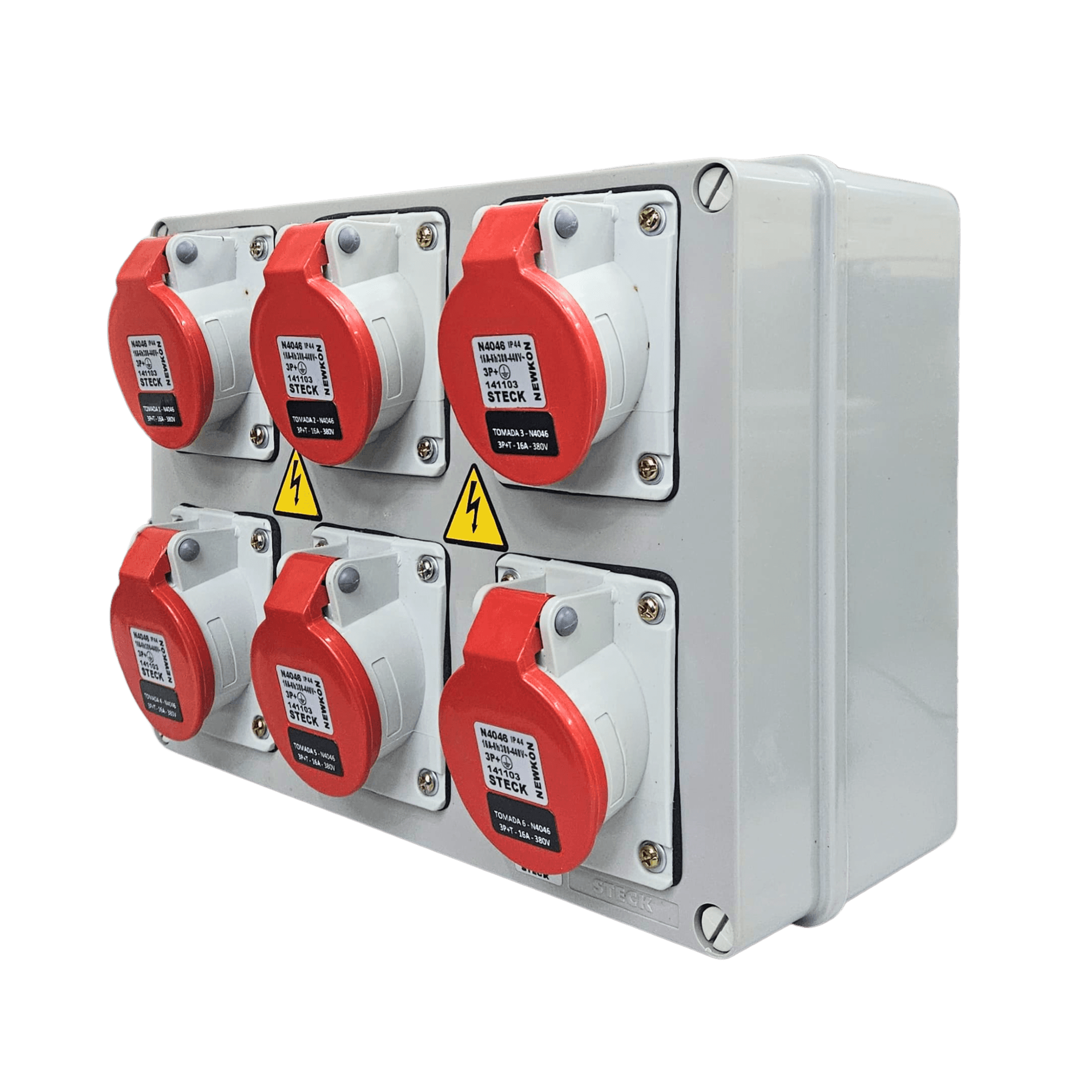 Quadro De Sobrepor C/ 6 Tom. 16A 3P+T 380/440V N4046 IP44 Cód