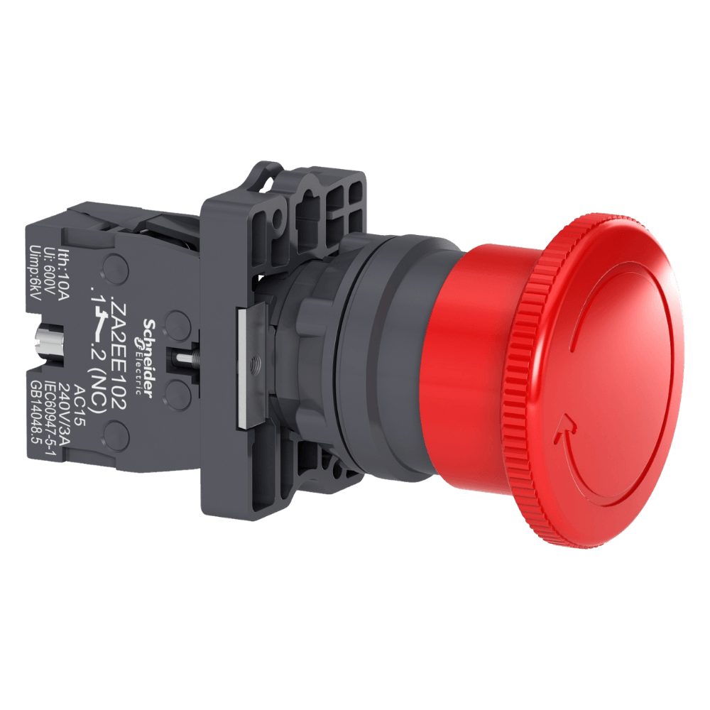 Botão Emergência Ø22mm 1NF Cogumelo Vermelho Ø40mm XA2ES542 Schneider