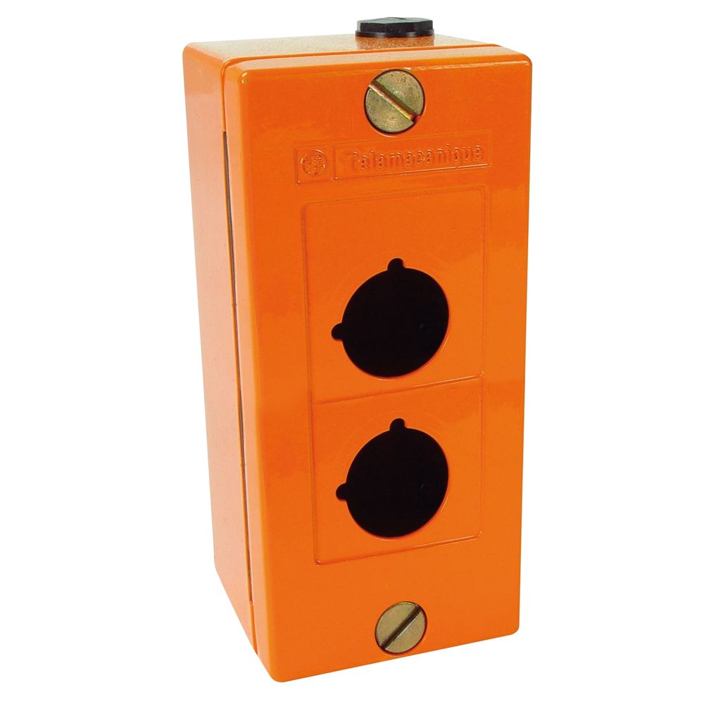 Botoeira Metálica Vazia Ø30mm Laranja 2 Furos 80x175x74,5mm Cód